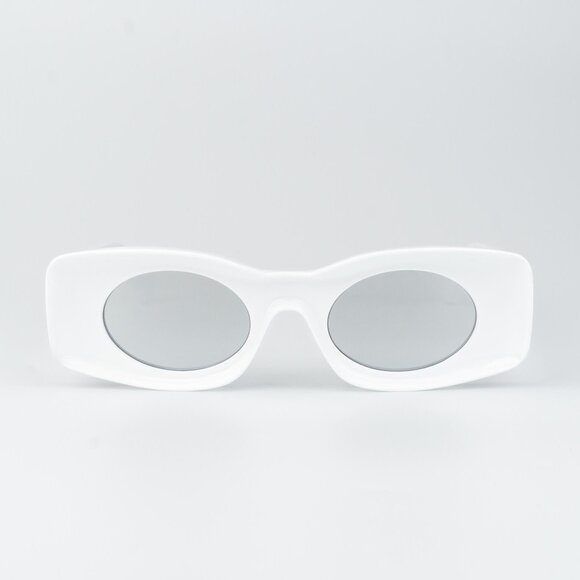 Loewe Paula's Ibiza Women Sunglasses White Silver Mirror Rectangle LW40033I 21C - Picture 2 of 15